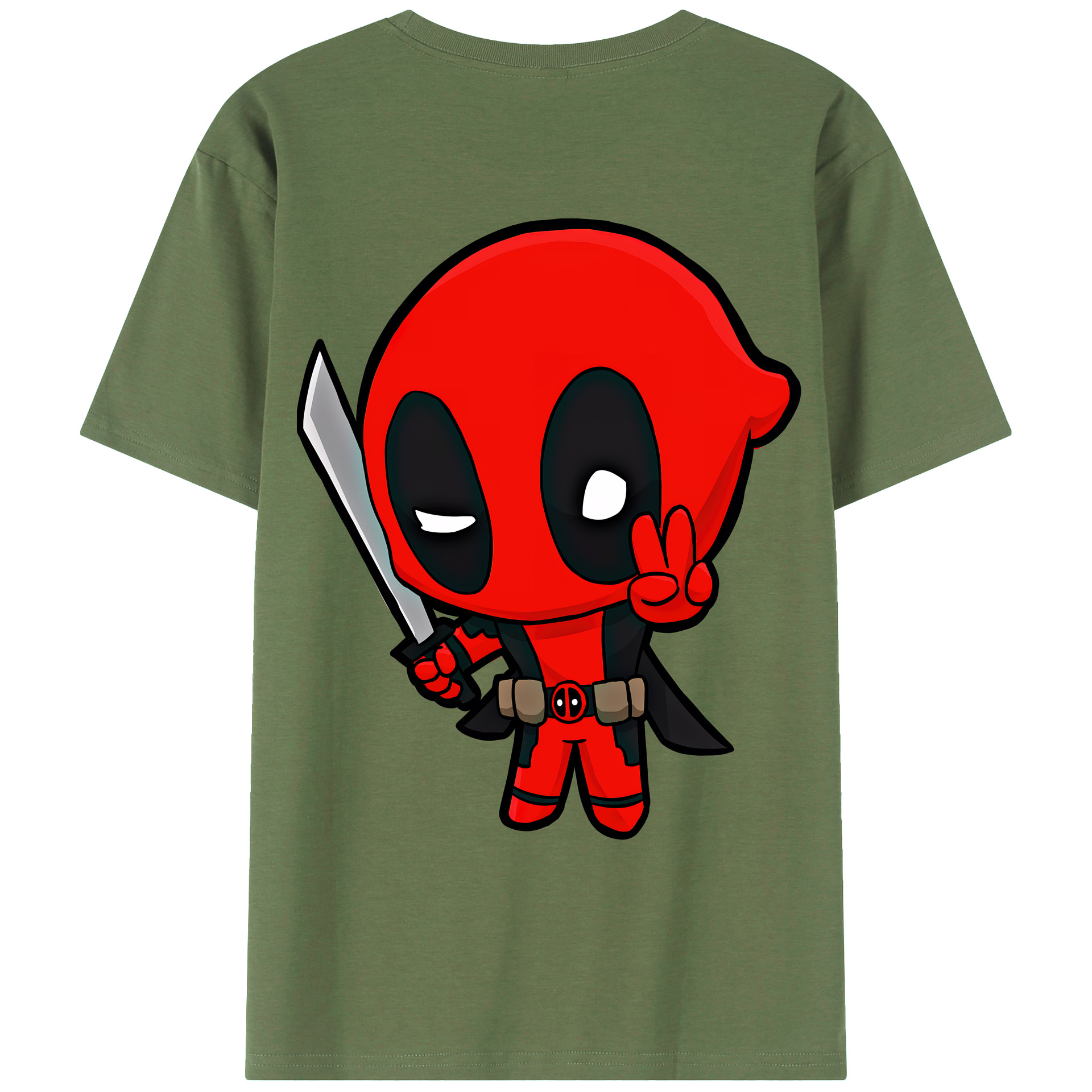 （画像用） Deadpool デッドプール 綿100％ メンズ半袖Tシャツ（バックプリント） 通気性
